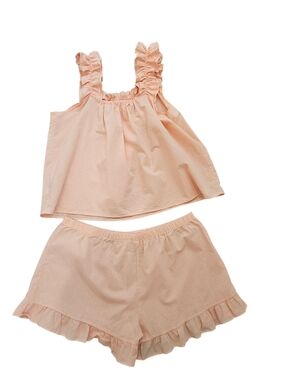 Coquette Ruffle-Trim Peach Tank & Short Sleep Set - Lightweight Pajamas Sz.XXL